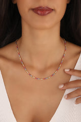 Colored Stone Silver Tennis Choker 2 mm