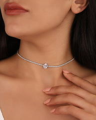 Drop Stone Choker Necklace Cubic Zirconia Stones • Dainty Tennis Choker Necklace