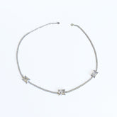 3 Rectangle Stone Tennis Chain Sterling Silver Necklace