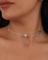 قلادة من الفضة الإسترلينية على شكل سلسلة تنس بثلاثة أحجار مستطيلة