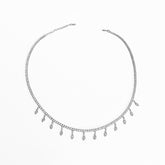 قلادة سلسلة تنس بحجر دروب 2 مم، قلادة تنس تشوكر مرصعة بالزركونيا المكعبة