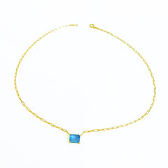 قلادة سلسلة فضية من الأحجار الملونة، قلادة حجرية، قلادة من الأحجار الكريمة