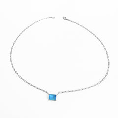 قلادة سلسلة فضية من الأحجار الملونة، قلادة حجرية، قلادة من الأحجار الكريمة