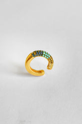 Half Colored Stone Silver Earcuff