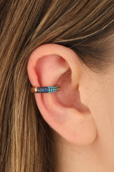 أقراط أذن فضية من حجر نصف ملون