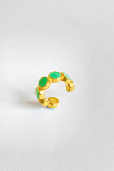 Turquoise Enameled Silver Earcuff