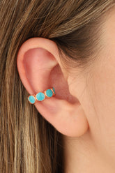 قرط أذن فضي مطلي بالمينا الفيروزي