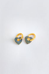 Navy Blue Stone Heart Silver Earrings