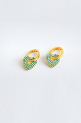 Turquoise Stone Heart Silver Earrings