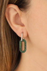 Green Stone Silver Earrings