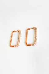 White Stone Rectangular Silver Earring