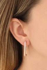 White Stone Rectangular Silver Earring