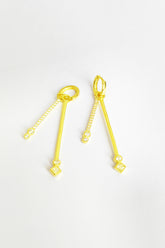 White Stone Double Stick Silver Earrings