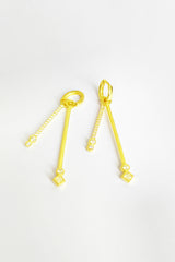 White Stone Double Stick Silver Earrings