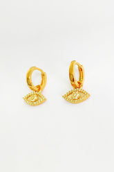 White Stone Silver Eye Earrings