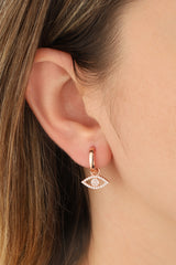White Stone Silver Eye Earrings