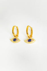Dark Blue Stone Eye Silver Earring