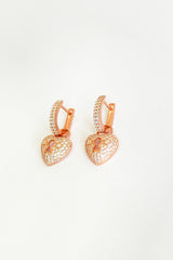 Zircon Stone Lock Heart Silver Earrings