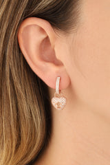 Zircon Stone Lock Heart Silver Earrings