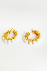 Pearl Silver Hoop Earrings