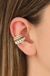 أقراط غضروف فضية مرصعة بأحجار الزركون اللؤلؤية