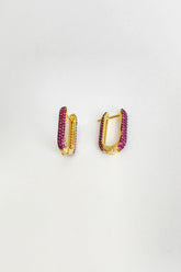 Pink Stone Studded Silver Earrings