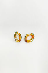 Colored Stone Small Hoop Earrings