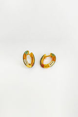Colored Stone Small Hoop Earrings