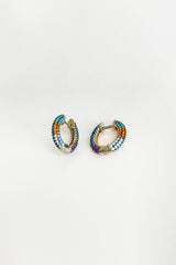 Colored Stone Small Hoop Earrings