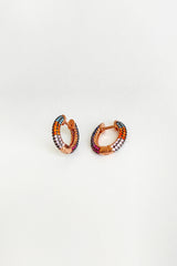 Colored Stone Small Hoop Earrings