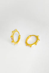 Baguette Stone Silver Earrings