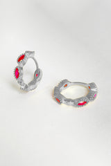 أقراط فضية من حجر المرجان