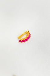 Ruby Baguette Stone Silver Cartilage Earring