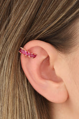 قرط غضروفي فضي من حجر الياقوت الباجيت