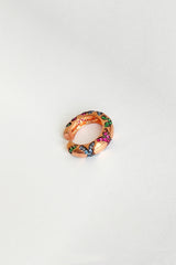 أقراط غضروف فضية مرصعة بأحجار الزركون الملونة