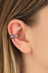 Colored Stone Silver Cartilage Earrings
