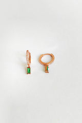 Dangling Baguette Stone Silver Earrings