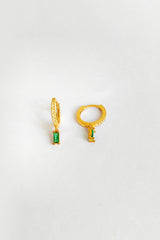 Dangling Baguette Stone Silver Earrings