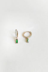 Dangling Baguette Stone Silver Earrings