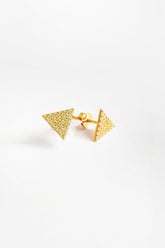 White Stone Triangle Silver Earrings