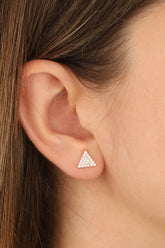 أقراط فضية على شكل مثلث من الحجر الأبيض