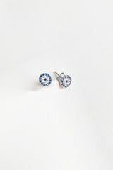 Classic Evil Eye Bead Silver Earrings
