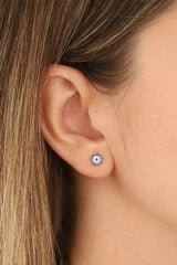 Classic Evil Eye Bead Silver Earrings