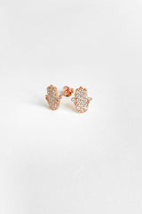 أقراط فضية من حجر أبيض على شكل أم فاطمة