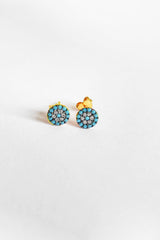 أقراط فضية من حجر الفيروز على شكل عدس