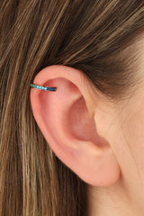 Colored Stone Silver Cartilage Earrings