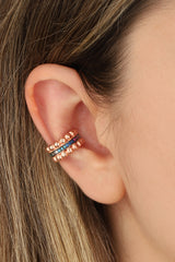 أقراط غضروف فضية سميكة من حجر ملون