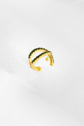 Black Stone Cross Silver Cartilage Earrings