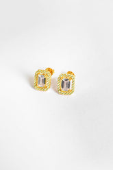 Baguette Stone Diamond Model Silver Earring