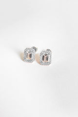 Baguette Stone Diamond Model Silver Earring